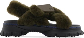 Burberry shearling pebble sandals - women - Polyurethane/Polyamide/Lamb Fur - 37.5 - Green