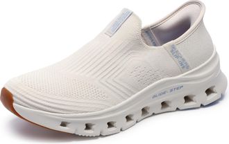 Skechers Womens Glide-Step Pro Everyday Citizen Slip-On Sneakers, Natural Knit/Periwinkle Trim, 6.5 UK