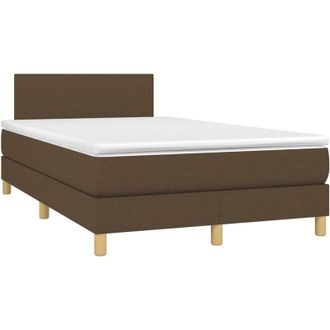 vidaXL Vidaxl - Cama Box Spring Con Colch&oacute;n Y Led Tela Marr&oacute;n Oscuro 120x200 Cm