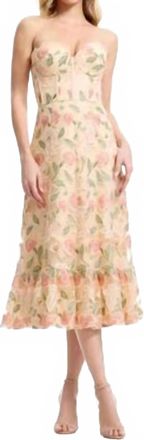 Dress The Population Carina Strapless Dress In Beige