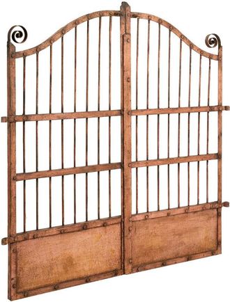 Biscottini International Biscottini - Puerta Exterior De Hierro Forjado 115x115x5 Cm Puerta Con Acabado Antiguo Puerta Exterior De Jard&iacute;n De Pieza &Uacute;nica Rojo