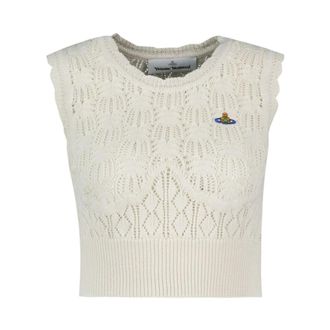 Vivienne Westwood Ella T-Shirt - Dames - Ronde hals truien - Wit - M - Katoen - Truien & Vesten