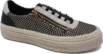 Django & Juliette Womens Tellow Sneakers In Black & Beige Multi