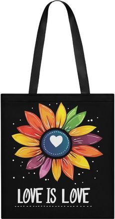 Generic Rainbow Sunflower Love Is Love LGBT Gay Tote Bag for Women Men Shoulder Bags Purses Pouch Handbags