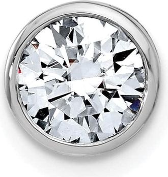 Diamond2Deal 14k White Gold Round Bezel Set Moissanite Chain Slide Pendant