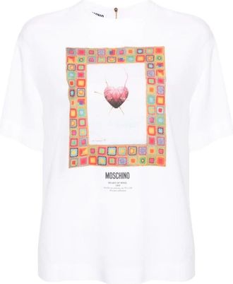 Moschino T-shirt met ronde hals - Dames - T-shirts - Wit - L - Tops