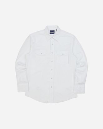 Wrangler Men s Solid Broadcloth Western Snap Longsleeve Shirt White