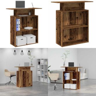 vidaXL Banco Reception Legno Antico 100x40x104 cm Legno Multistrato - Bancone reception - Archiviazione