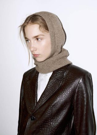 Mango Passamontagna maglia lana cashmere sabbia - Donna - Taglia unica - MANGO