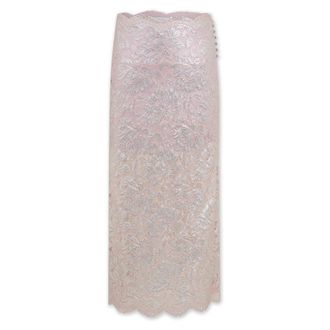 Paco Rabanne Rokken, Dames, Roze, S, Lange Rok van Kant met Zilveren Inductie