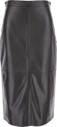 Antonelli kinder Black Midi Skirt With Rear Single Slit In Leather Woman