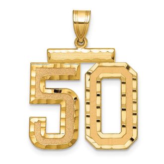 Diamond2Deal 14k Yellow Gold Large Brushed Diamond-cut Number Charm Pendant