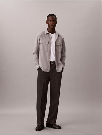Calvin Klein Mens Melange Flannel Classic Button-Down Shirt - Grey - 2XL