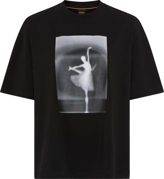 Boss Orange by Hugo Boss T-Shirt BOSS ORANGE Eboys Premium Damenmode, Damen, Gr. L (40), schwarz 002, Single Jersey, Obermaterial: 96% Baumwolle, 4% Elasthan, unifarben, overs