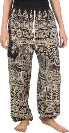 Lofbaz Womens Funky Drawstring Harem Genie Boho Pants Black 3XL