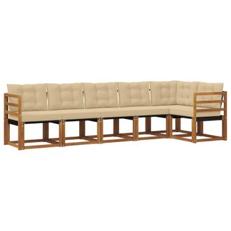 vidaXL Conjunto De Sof&aacute;s De Exterior Con Coj&iacute;n 6 Pcs Natural Y Beige Vidaxl
