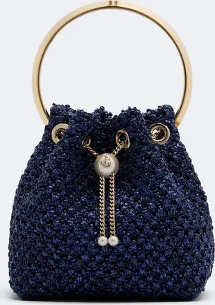 Jimmy Choo London Bolso saco Bon Bon de efecto rafia