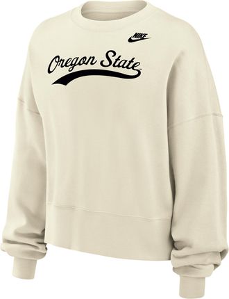 Nike Oregon State Nike Womens College Phoenix Fleece Crew-Neck Sweatshirt in White | W33302P403ORST-SAI