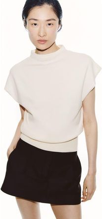 H&M Cap-sleeved Fine-knit Top in Cream at Nordstrom, Size X-Large