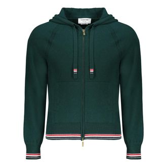Thom Browne Zip-throughs, male, Green, Size: 2XL Cashmere Zipped Cardigan