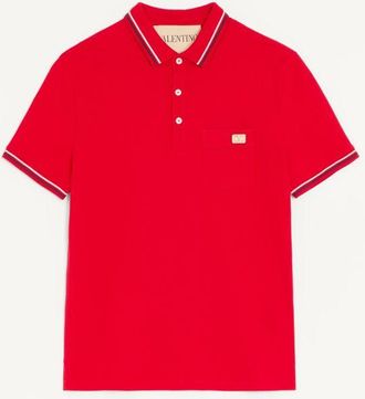 Valentino Cotton Piqu&eacute; Polo Shirt With VLogo Patch Man RED XXL