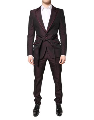 Dolce & Gabbana Maroon Single Breasted Formal 2 Piece Mens Suit