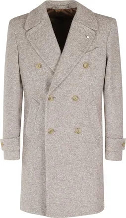 L.B.M. 1911 Light Grey Double-Breasted Jersey Coat