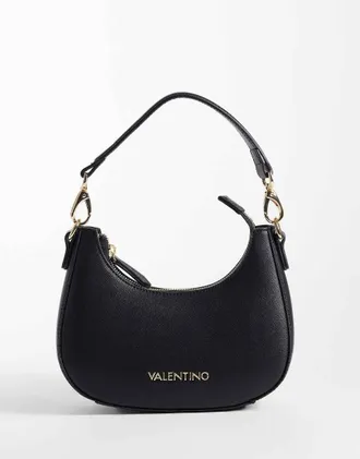 Valentino borsa a tracolla Crescent con tracolla in nastro nera-Nero