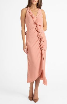Santorelli Tate Sleeveless Midi Dress in Fluid Crepe in Rosa at Nordstrom, Size 12