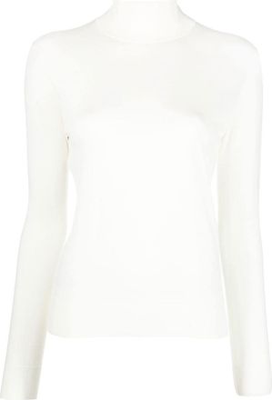 Theory ribbed-knit roll neck jumper - women - Wool/other fibers - M - Neutrals