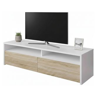 No Brand No Brand - Dmora Soporte De Tv Henderson, Aparador Para Sal&oacute;n Televisi&oacute;n Con 2 Puertas, Soporte Tv, Buffet De Sala De Estar Moderno Bajo, Cm 130x40h36