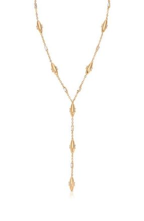 Ettika Baguette Cubic Zirconia Oval Dome Y-Necklace in Gold at Nordstrom