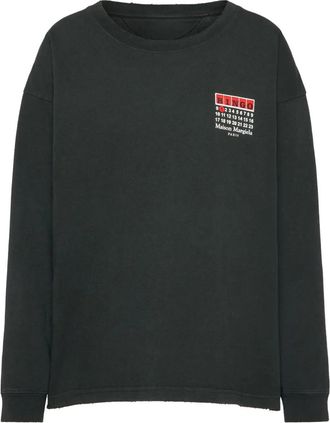 Maison Margiela Felpa con stampa in cotone - Nero