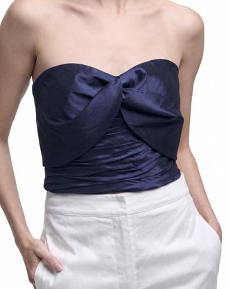 Kika Vargas Kali Taffeta Top In Navy