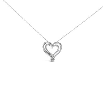 House of Brilliance Sterling Silver 1/2 Cttw Diamond Heart Pendant Necklace