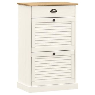 Berkfield Home Shoe Cabinet VIGO 60x35x96 cm White Solid Wood Pine | Size: 60 x 35 x 96 cm