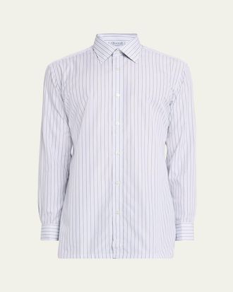 Charvet Mens Cotton Multi-Stripe Sport Shirt