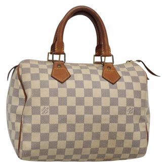 Louis Vuitton Speedy Handbag Damier White Canvas Handbag (Pre-Owned)
