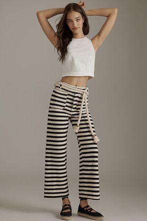 Maeve The Colette Striped Knit Crop Wide-Leg Pants by Maeve