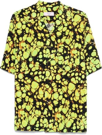Martine Rose Short Sleeve Shirts, male, Multicolor, M, Green Camp Collar Shirt
