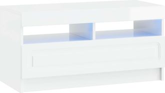 vidaXL Mueble De Tv Led Blanco Brillante Madera De Ingenier&iacute;a Vidaxl