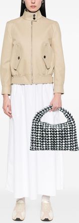 Bottega Veneta Pre-owned Womens Small Bicolor Calfskin Intrecciato Hop Hobo - Black Leather - One Size