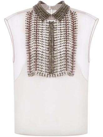 Alberta Ferretti sequinned semi-sheer top - Grey