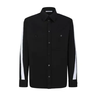 Givenchy Jassen, Heren, Zwart, M, Katoen, Katoenen Overshirt met Contrasterende Zijpanelen