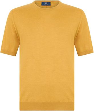 Fedeli Truien & Vesten, Heren, Geel, L, Kasjmier, Short-sleeve Sweater