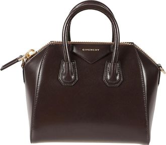 Givenchy Antigona Mini Box Leren Tas - Dames - Handtassen - Bruin - ONE Size - Katoen - Tassen