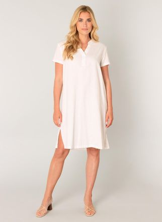 Base Level Tunikakleid BASE LEVEL Yacin, Damen, Gr. 36, N-Gr, weiss (natural wei&szlig;), Web, Obermaterial: 55% Leinen, 45% Viskose, gerade knielang, Serafino, Kleide