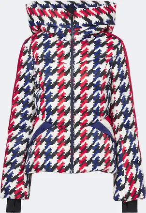 Perfect Moment Duvet houndstooth hooded down ski jacket