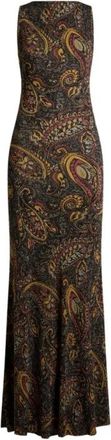 Etro Geribde Lange Jurk Met Bloemrijk Paisley Motief - Dames - Avondkleed - Veelkleurig - S - Kleedjes