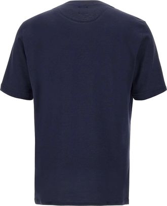 Eleventy Mens Crew-Neck T-Shirt Blue-Light Grey Cotton T-Shirts Blue/light And Polos